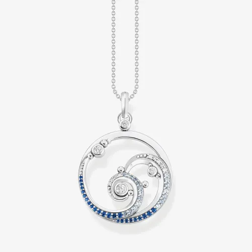 THOMAS SABO Ladies Blue Wave Pendant Necklace KE2143-644-1-L45V