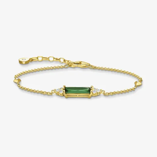THOMAS SABO Ladies Gold Plated Green Octagon Stone Set Bracelet A2018-971-6-L19V