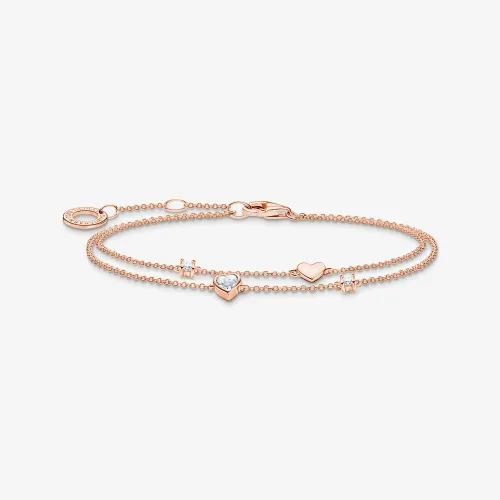 THOMAS SABO Ladies Rose Gold-Plated Double Row Bracelet A2057-416-14-L19V