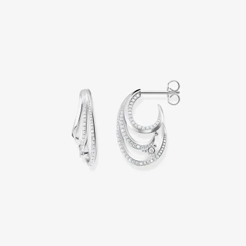 THOMAS SABO Ladies Silver 3 Row Wave Hoop Earrings H2230-051-14