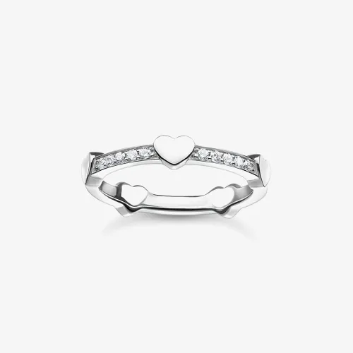 THOMAS SABO Ladies Silver Pave Heart Ring TR2391-051-14-60