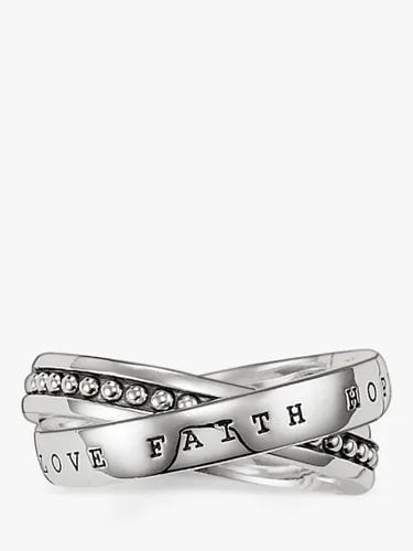 THOMAS SABO Men's Rebel At Heart Love, Faith & Hope Double Band Ring, Silver - Silver - Female - Size: S
