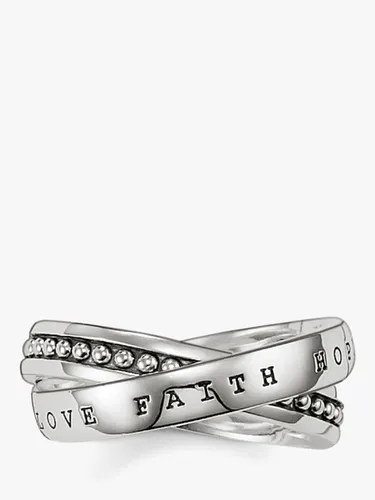 THOMAS SABO Men's Rebel At Heart Love, Faith & Hope Double Band Ring, Silver - Silver - Female - Size: V