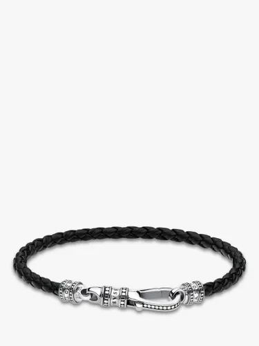 THOMAS SABO Men's Rebel Woven Leather Bracelet - Black/Silver - Male