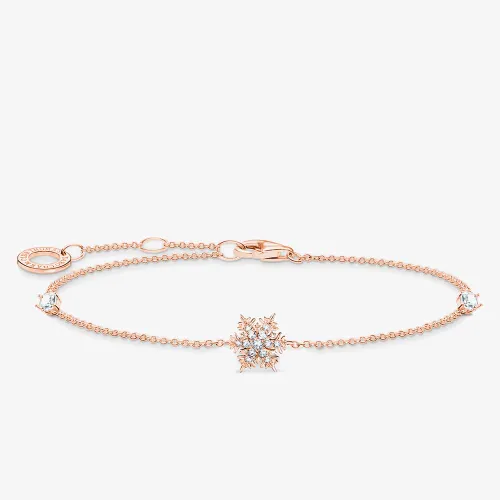 THOMAS SABO Rose Gold Plated Snowflake Bracelet A2082-416-14-L19V