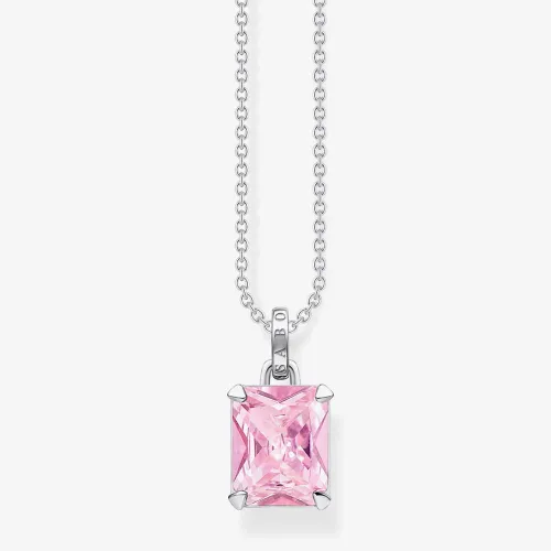 THOMAS SABO Silver & Pink Octagon Cut Cubic Zirconia Necklace KE1964-051-9-L45V