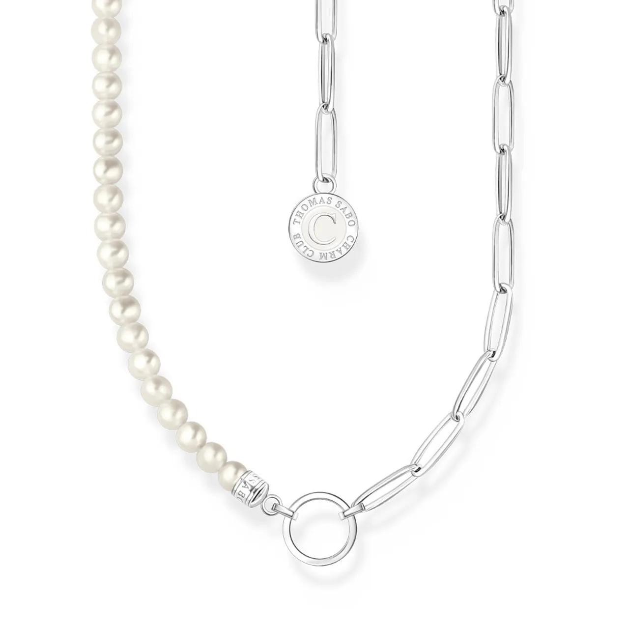 THOMAS SABO Silver Charmista Link Chain Pearl Charm Necklace