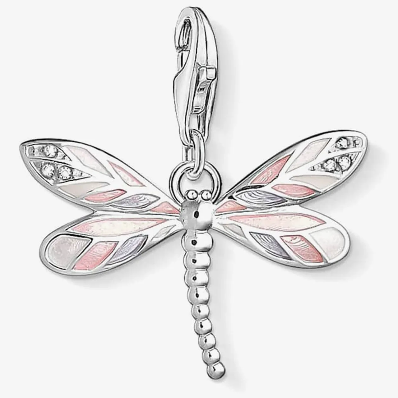 THOMAS SABO Silver Cubic Zirconia Pink Enamel Dragonfly Charm 1516-041-9