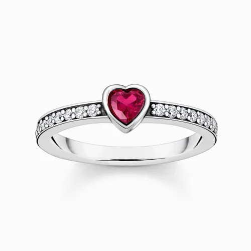 THOMAS SABO Silver CZ Red Faceted Heart Ring