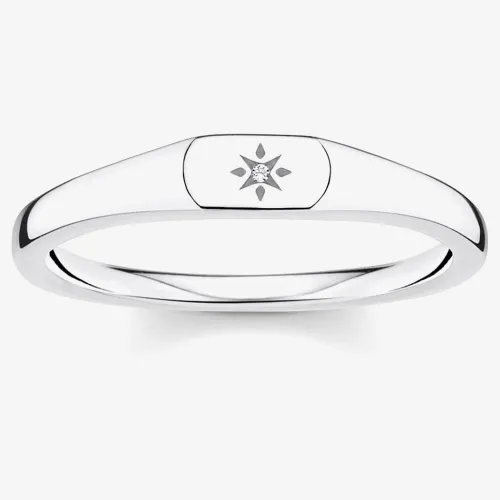 THOMAS SABO Silver Engraved Cubic Zirconia Star Ring TR2314-051-14-58
