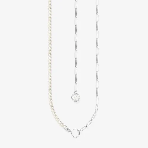 THOMAS SABO Silver Freshwater Pearl Bead Charm Necklace KE2189-158-14-L45V