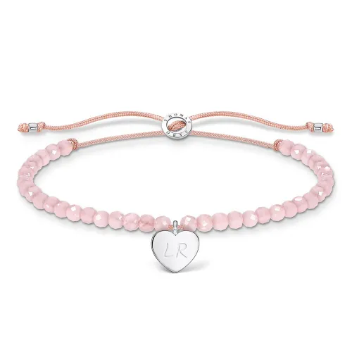 THOMAS SABO Silver Heart & Pink Beaded Bracelet