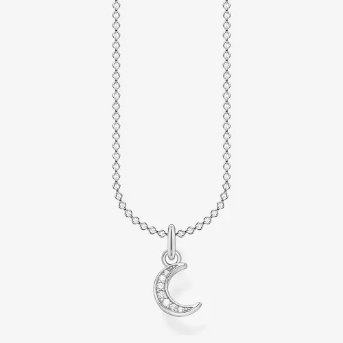 THOMAS SABO Silver Pavé Moon Necklace KE2050-051-14-L45V