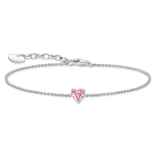 THOMAS SABO Silver Pink CZ Heart Bracelet
