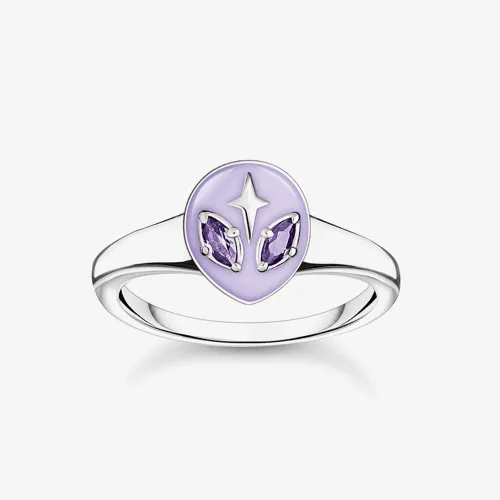 THOMAS SABO Silver Purple Enamel Alien Ring TR2444-041-13-52