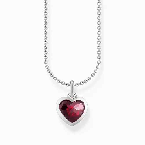 THOMAS SABO Silver Red Faceted Heart Necklace