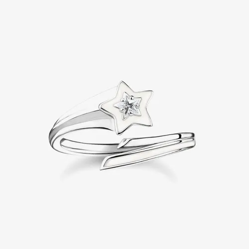 THOMAS SABO Silver Shooting Star White Enamel Ring TR2443-041-14-54