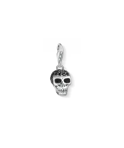 Thomas Sabo Unisex Charm Pendant Skull Pavé - Black & Silver - One Size