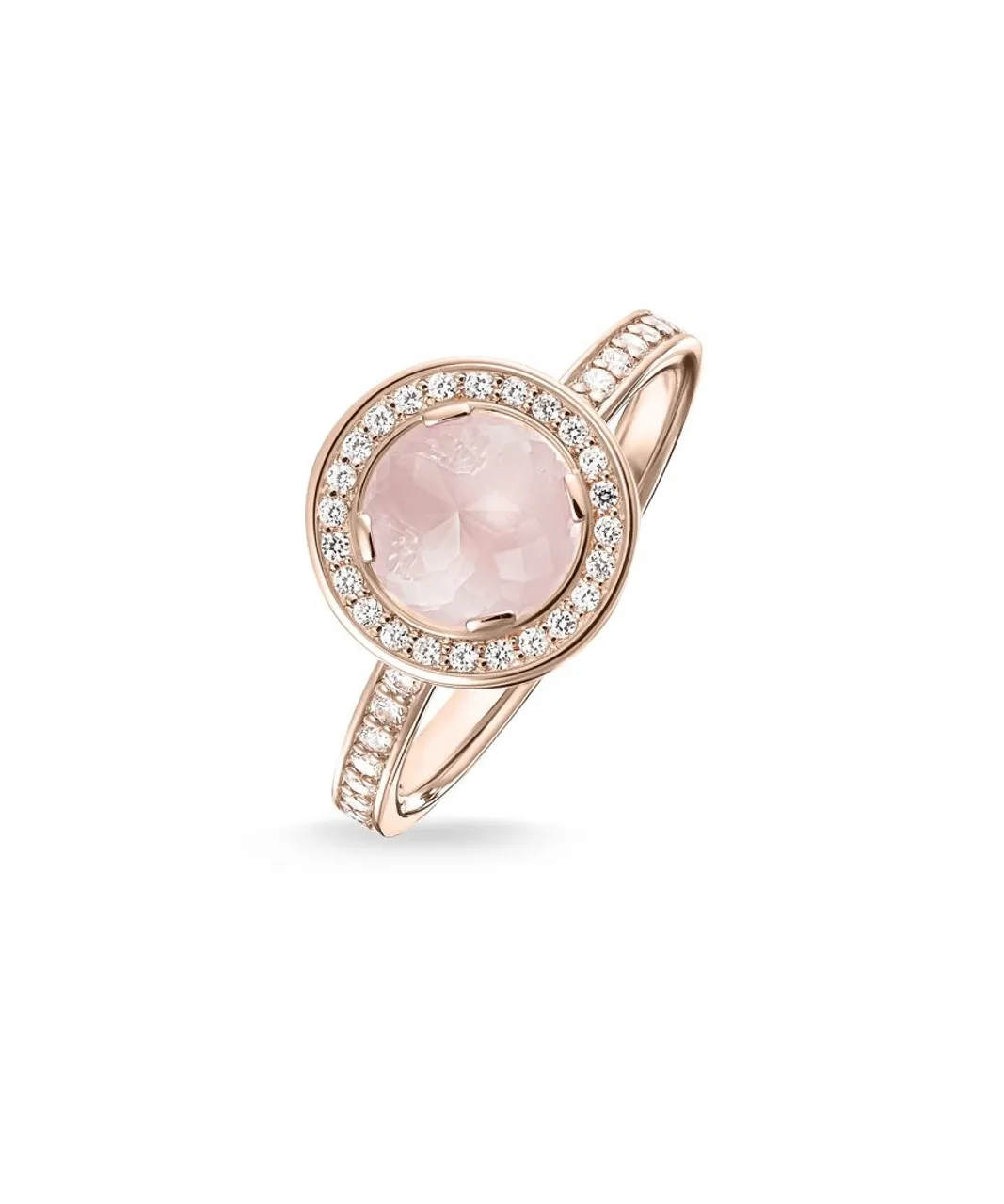 Thomas Sabo Womens Unisex Solitaire Ring Light Of Luna Pink - Rose Gold - Size I