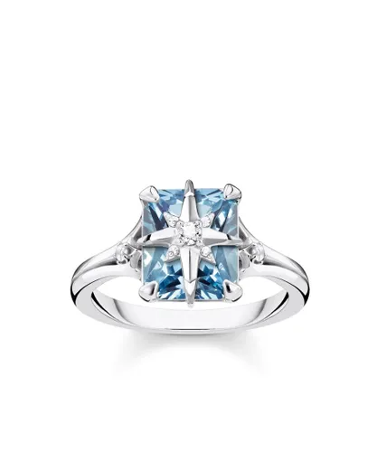Thomas Sabo Womens Women´s Ring Blue Stone With Star - Silver - Size N