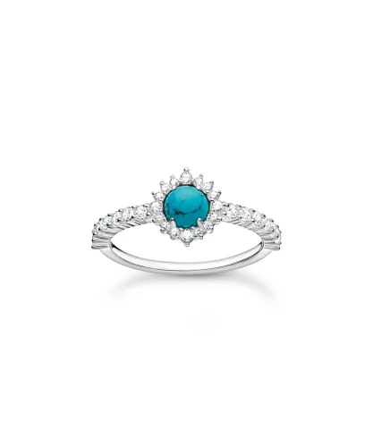 Thomas Sabo Womens Women´s Ring Turquoise Stone With White Stones - Silver - Size I