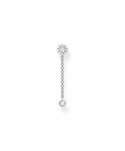 Thomas Sabo Womens Women´s Single Ear Stud With Pendant Stone Long - Silver - One Size