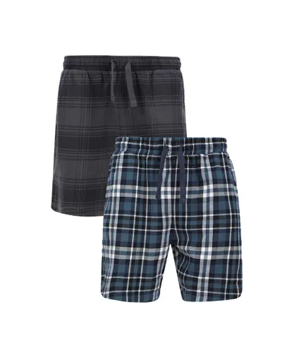 Threadbare Mens 2 Pack 'Jex' Cotton Pyjama Shorts - Black