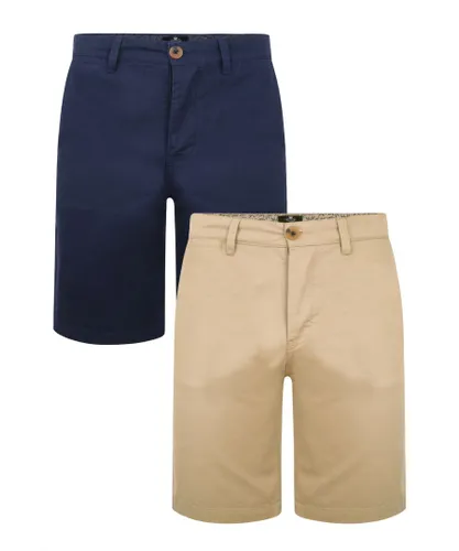 Threadbare Mens 2 Pack 'Southsea' Chino Shorts - Navy Cotton