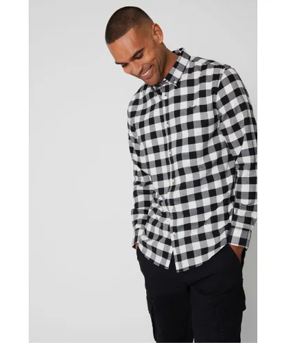 Threadbare Mens Black 'Luca' Cotton Long Sleeve Check Shirt