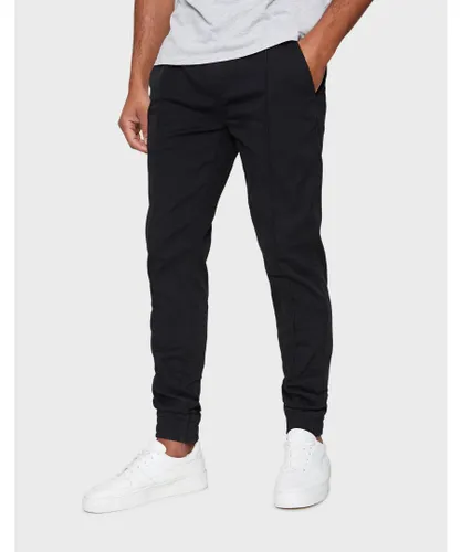 Threadbare Mens Black 'Metro' Cuffed Casual Trousers With Stretch Cotton