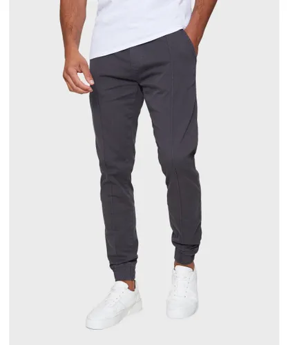 Threadbare Mens Charcoal 'Metro' Cuffed Casual Trousers With Stretch Cotton