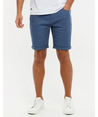 Threadbare Mens Cotton 'Sanky' Chino Shorts - Blue
