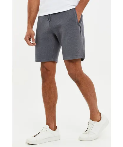 Threadbare Mens 'Fergie' Waffle-Textured Sweat Shorts - Grey