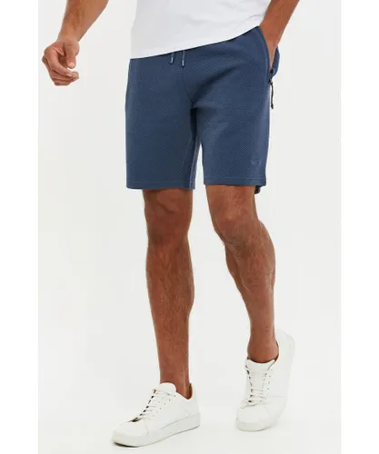 Threadbare Mens 'Fergie' Waffle-Textured Sweat Shorts - Indigo Blue