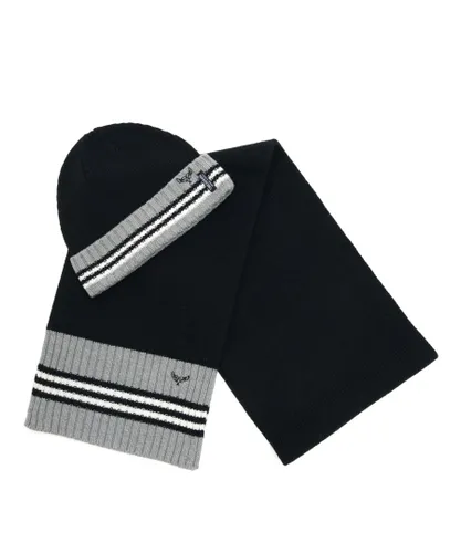 Threadbare Mens 'Joel' Knitted Hat and Scarf Set - Black - One