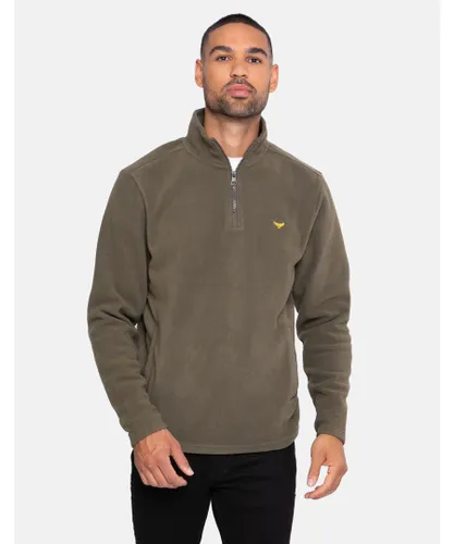 Threadbare Mens Khaki 'Blade' Quarter Zip Fleece Sweatshirt