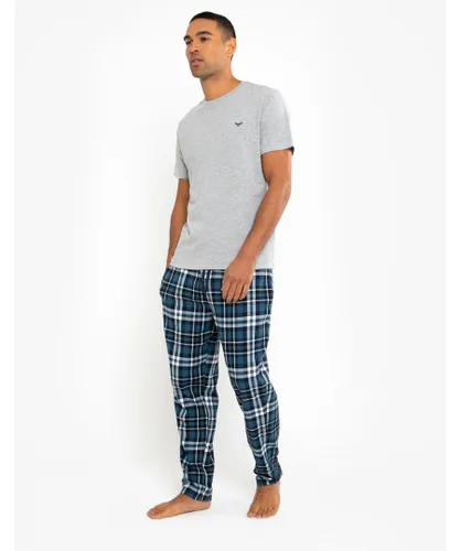 Threadbare Mens Light Grey 'Delano' Cotton Blend Pyjama Set