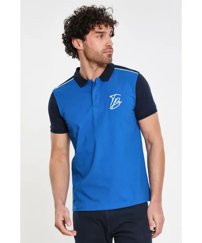 Threadbare Mens Royal Blue 'Gilberto' Contrast Detail Cotton Jersey Polo Shirt
