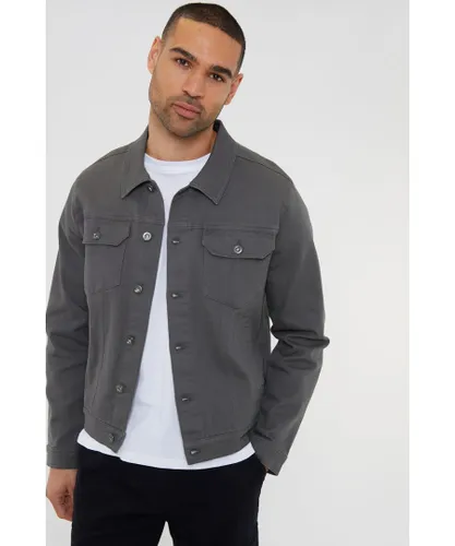 Threadbare Mens Slate Cotton Twill Denim Style Jacket - Grey