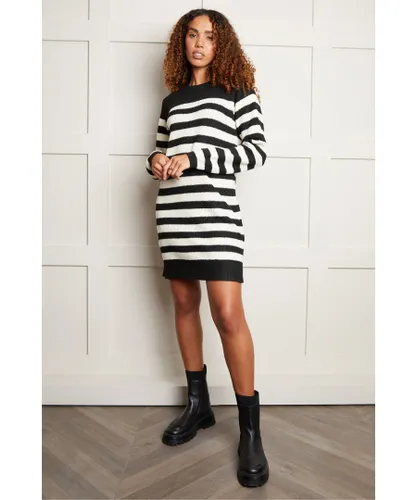 Threadbare Womens Black 'Evie' Knitted Striped Dress