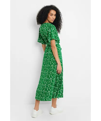 Threadbare Womens Green 'Pastill' Petite Button Down Midi Dress