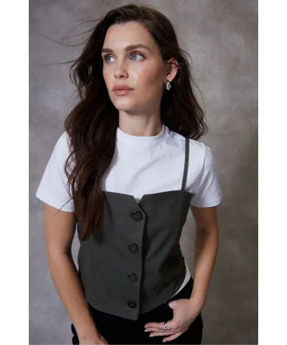 Threadbare Womens Grey 'Monarch' 2 In 1 Waistcoat & T-Shirt