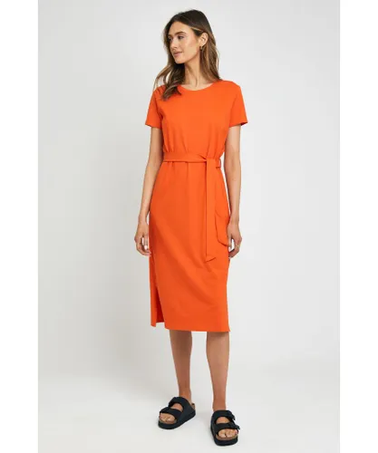 Threadbare Womens Orange 'Gemma' Cotton Jersey Midi Dress