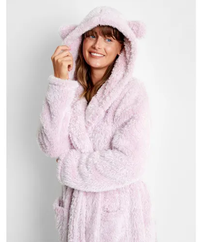 Threadbare Womens Pink 'Teddy' Hooded Dressing Gown