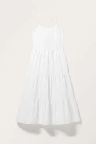 Tiered Poplin Maxi Dress - White
