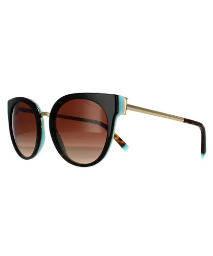 Tiffany & Co Round Womens Havana On Blue Brown Gradient Sunglasses - One