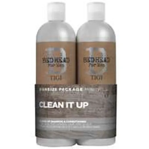 TIGI Bed Head For Men Wash and Care Clean Up Tween Set: Daily Shampoo 750ml and Peppermint Conditioner 750ml