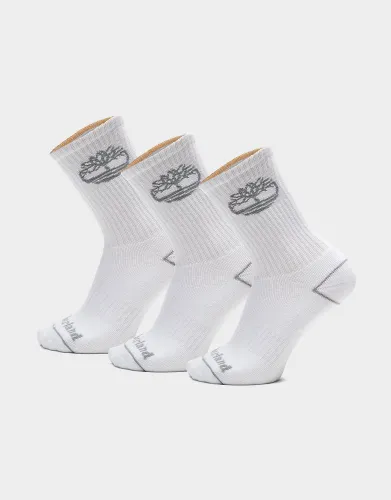 Timberland 3 Pack Bowden Crew Socks - WHITE
