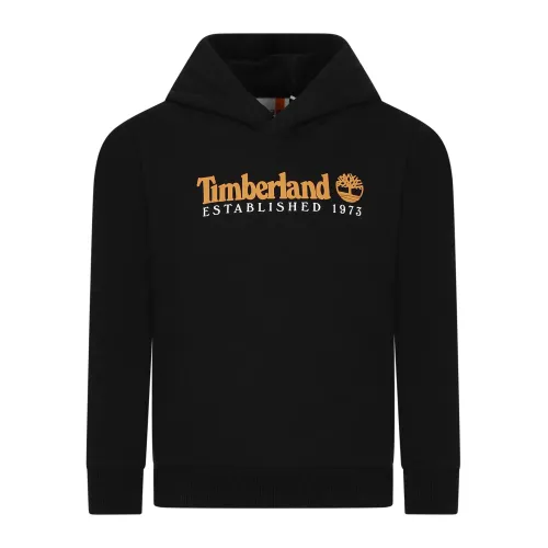 Timberland , Black Cotton Fleece Hoodie ,Black unisex, Sizes: