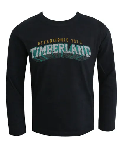 Timberland Childrens Unisex Boys Kids Children Cotton Long Sleeve Shirt Top Black T0147 408 UA4
